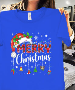 Red Santa Hat Reindeer Xmas Matching Family Shirt Merry Christmas 2025 Tees