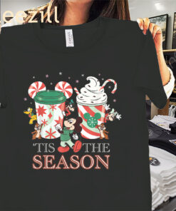 Tis The Season Christmas Coffee Disney Mickey & Friends Xmas Shirt