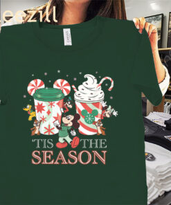 Tis The Season Christmas Coffee Disney Mickey & Friends Xmas Shirts