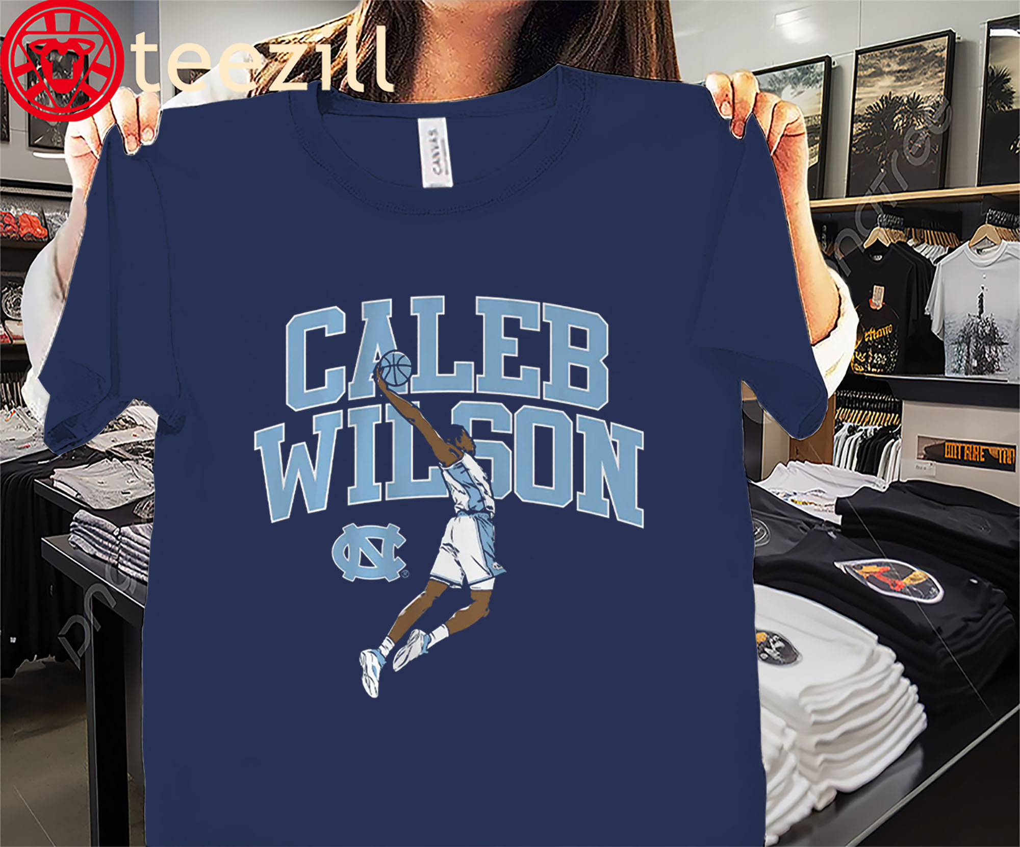 UNC Caleb Wilson Name Pose Shirt North Carolina Basketball Tee