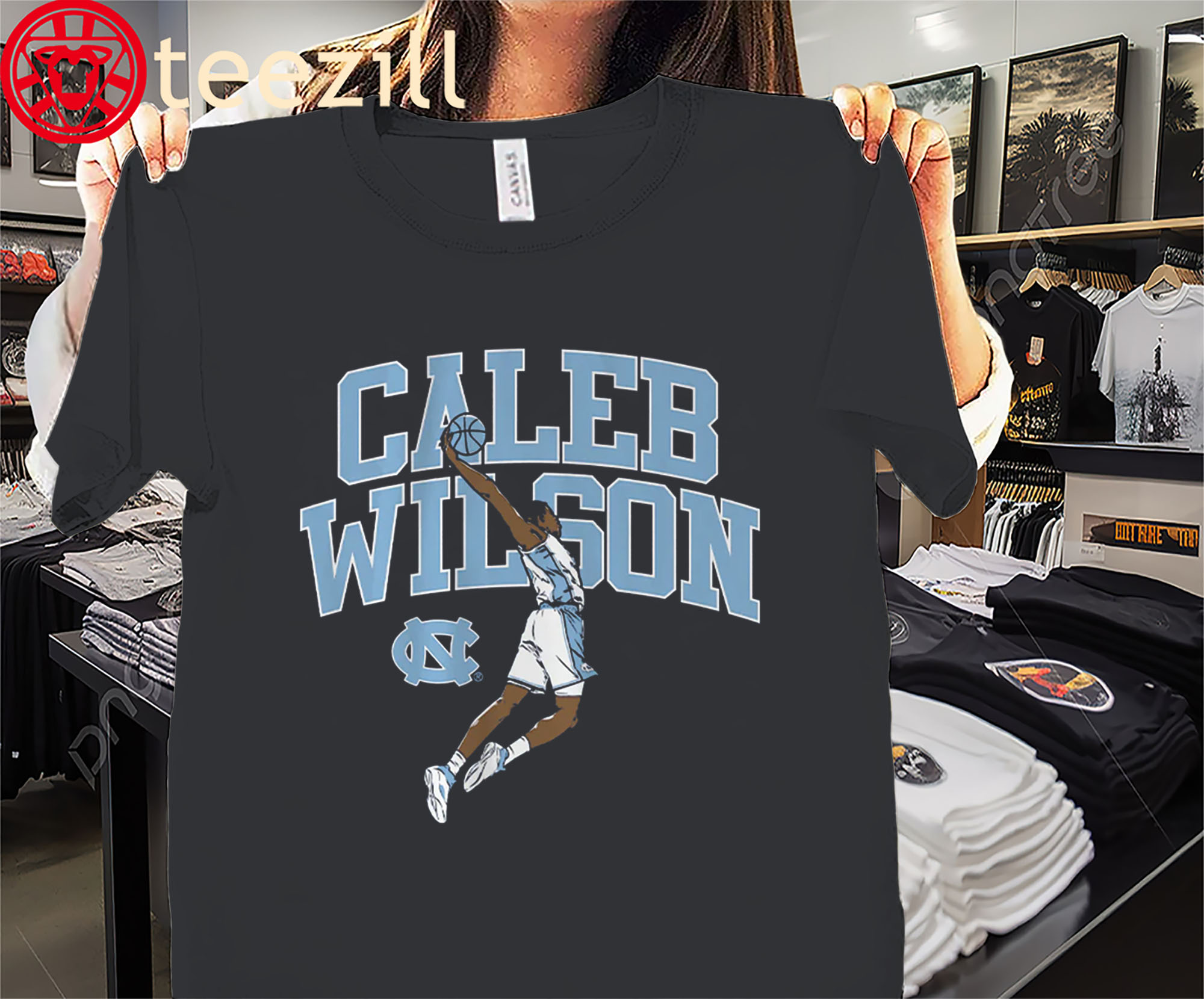 UNC Caleb Wilson Name Pose Shirt North Carolina Basketball Tees