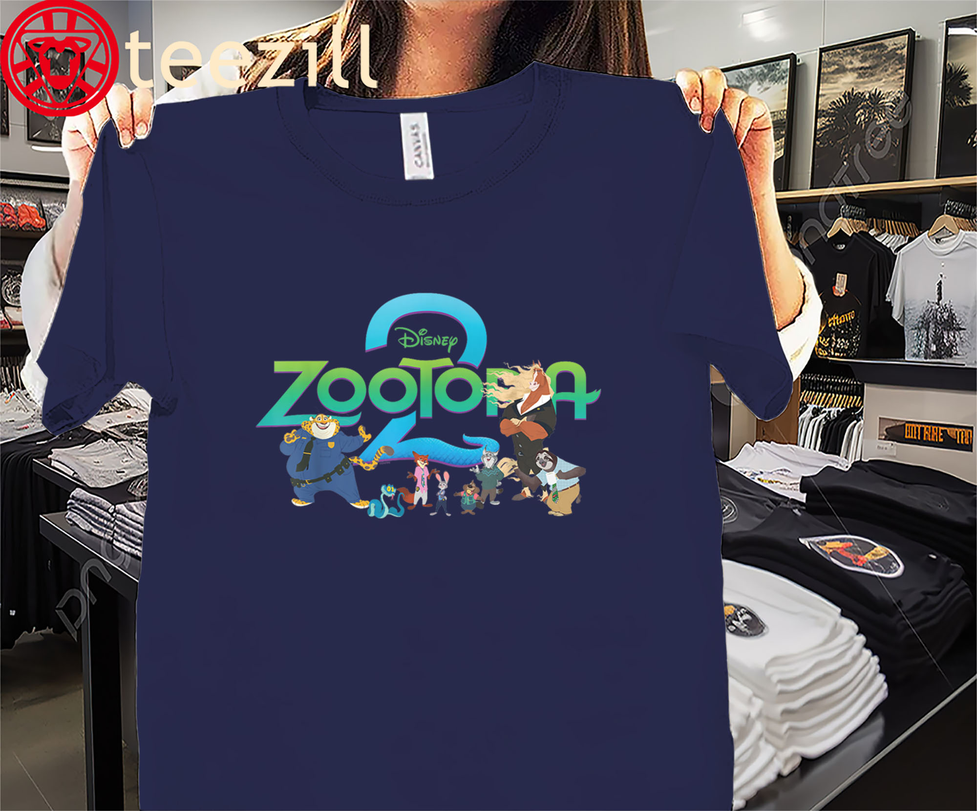 Zootopia 2 Illustrated Characters and Logo Disney Shirt