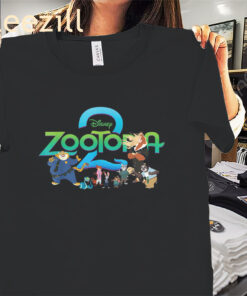 Zootopia 2 Illustrated Characters and Logo Disney Shirts