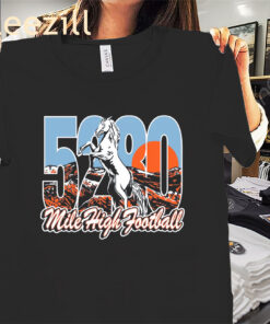 5280 Mile High Football Tee Shirt