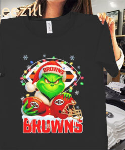 Grinch Cleveland Browns Christmas Light Premium Tee Shirt