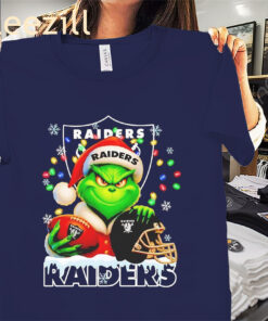 Grinch Las Vegas Raiders Christmas Light Premium Tee Shirt