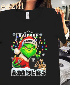 Grinch Las Vegas Raiders Christmas Light Premium Tee Shirts