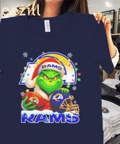 Grinch Los Angeles Rams Christmas Light Premium Tee Shirt