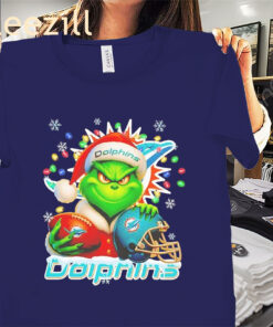 Grinch Miami Dolphins Christmas Light Premium Tee Shirt
