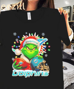 Grinch Miami Dolphins Christmas Light Premium Tee Shirts