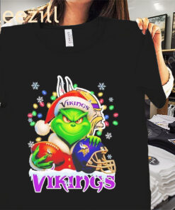 Grinch Minnesota Vikings Christmas Light Premium Tee Shirt