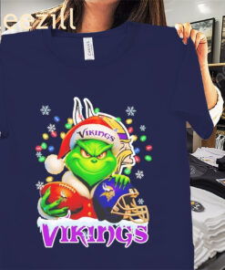 Grinch Minnesota Vikings Christmas Light Premium Tee Shirts
