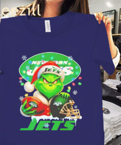 Grinch New York Jets Christmas Light Premium Tee Shirt