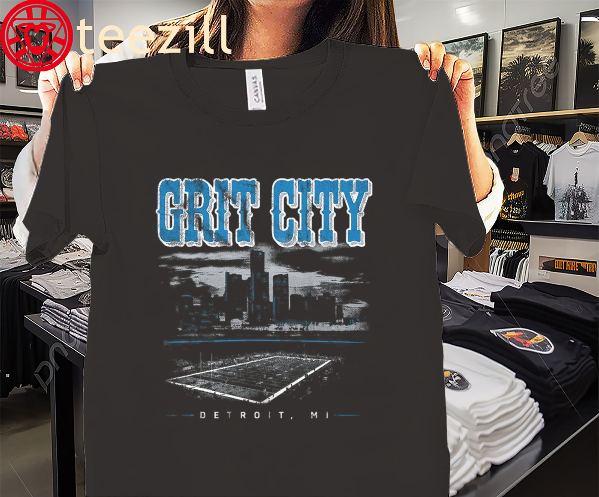 Grit City Detroit Stadium Shirt Detroit Football Tee