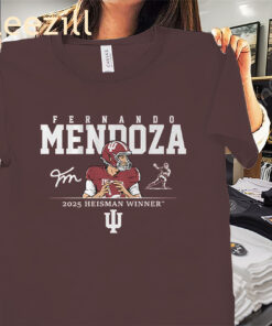 Indiana Fernando Mendoza 2025 Heisman Winner Shirt Indiana Football Tees