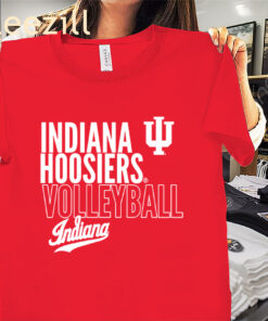 Indiana Text Logo Overlay Shirt Indiana Volleyball Tee