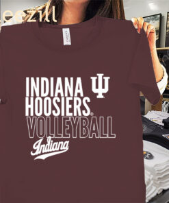 Indiana Text Logo Overlay Shirt Indiana Volleyball Tees