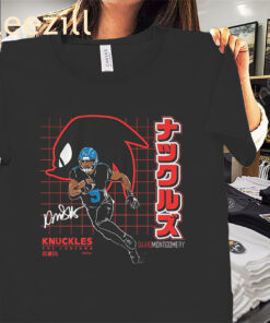 David Montgomery: Knuckles the Echidna Shirt – Detroit Lions Football Tee