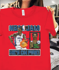 NBA Jam 76ers V.J. Edgecombe Shirt - Philadelphia 76ers Baseball Tee