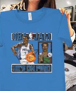 NBA Jam 76ers V.J. Edgecombe Shirt - Philadelphia 76ers Baseball Tees