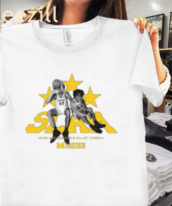 Posters Lendeborg & Cadeau Remix Heavy Go Blue Shirt Michigan Basketball Tees