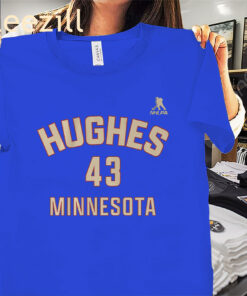 Quinn Hughes Minnesota Name & Number Shirt - Minnesota Hockey Tee
