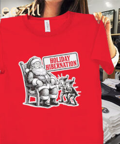 Santa Holiday Hibernation Christmas Premium Tee Shirt