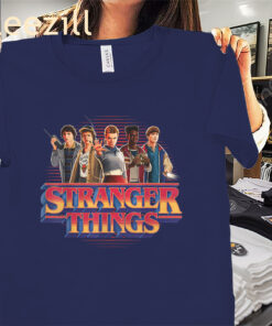 Stranger Things Season 5 Main Crew 80's Style Group Premium T-Shirts