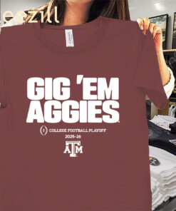 Texas 2025 CFP Team Slogan Gig 'Em Aggies Shirt Texas A&M Football Tee