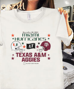 Texas A&M & Miami 2025 CFB Playoff 1st Round Matchup Shirt College Football Tee