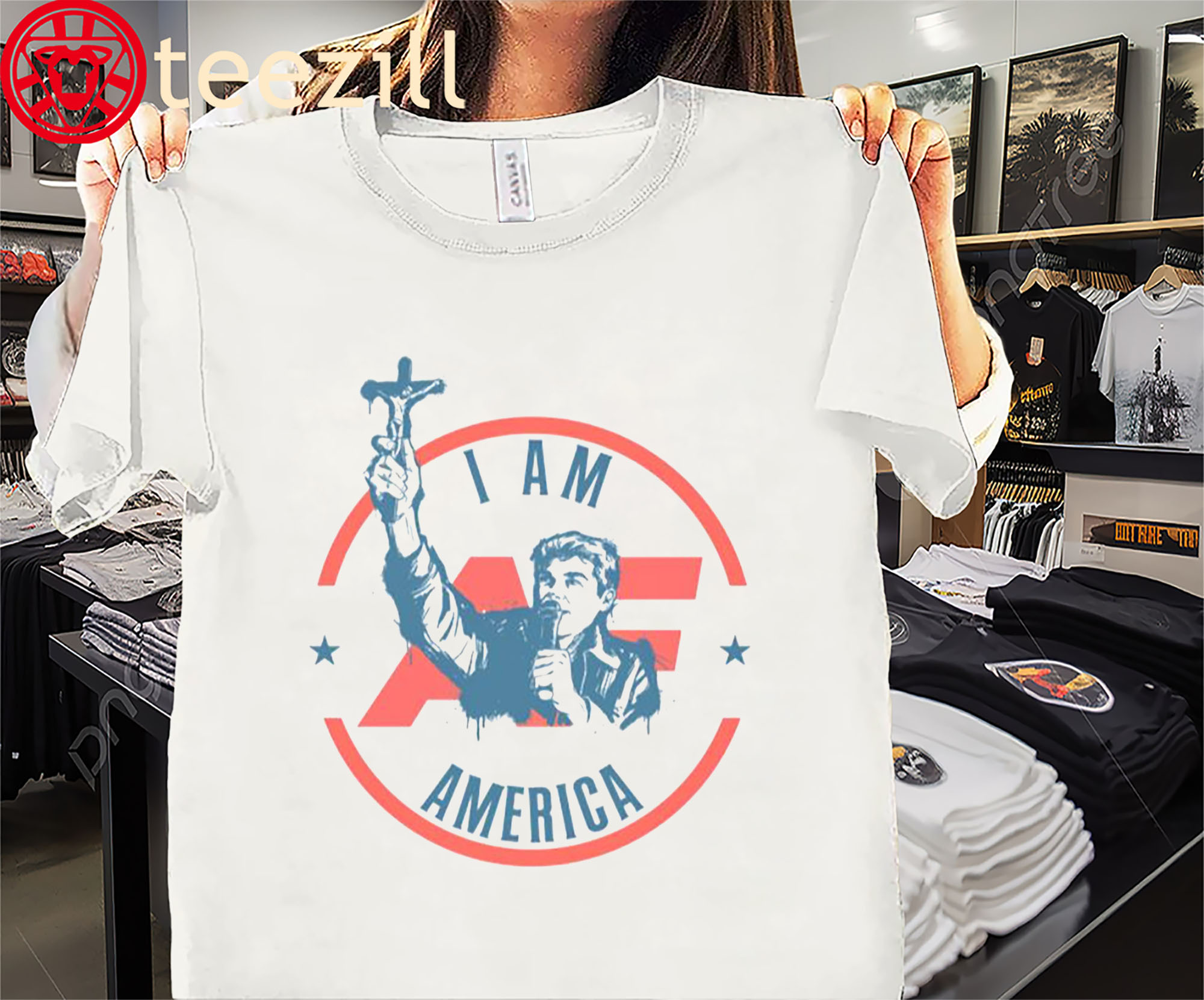 The America First Crucifix Shirt Nick Fuentes Tee