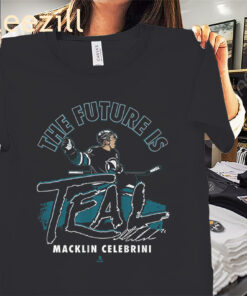 The Future is Teal Macklin Celebrini Shirt - San Jose Sharks Hockey Tee