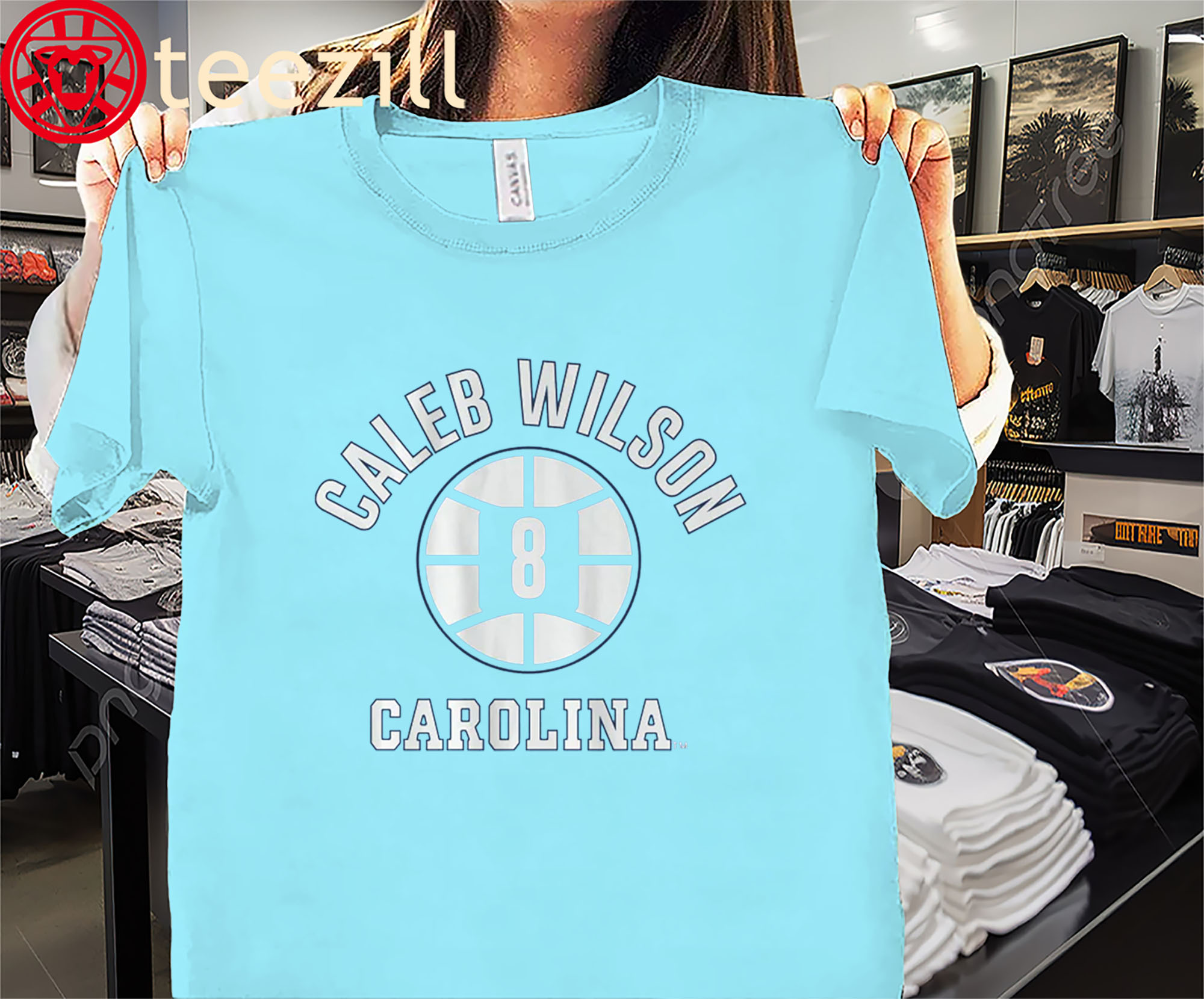 UNC Caleb Wilson Name Number Ball Shirt UNC Basketball Tee