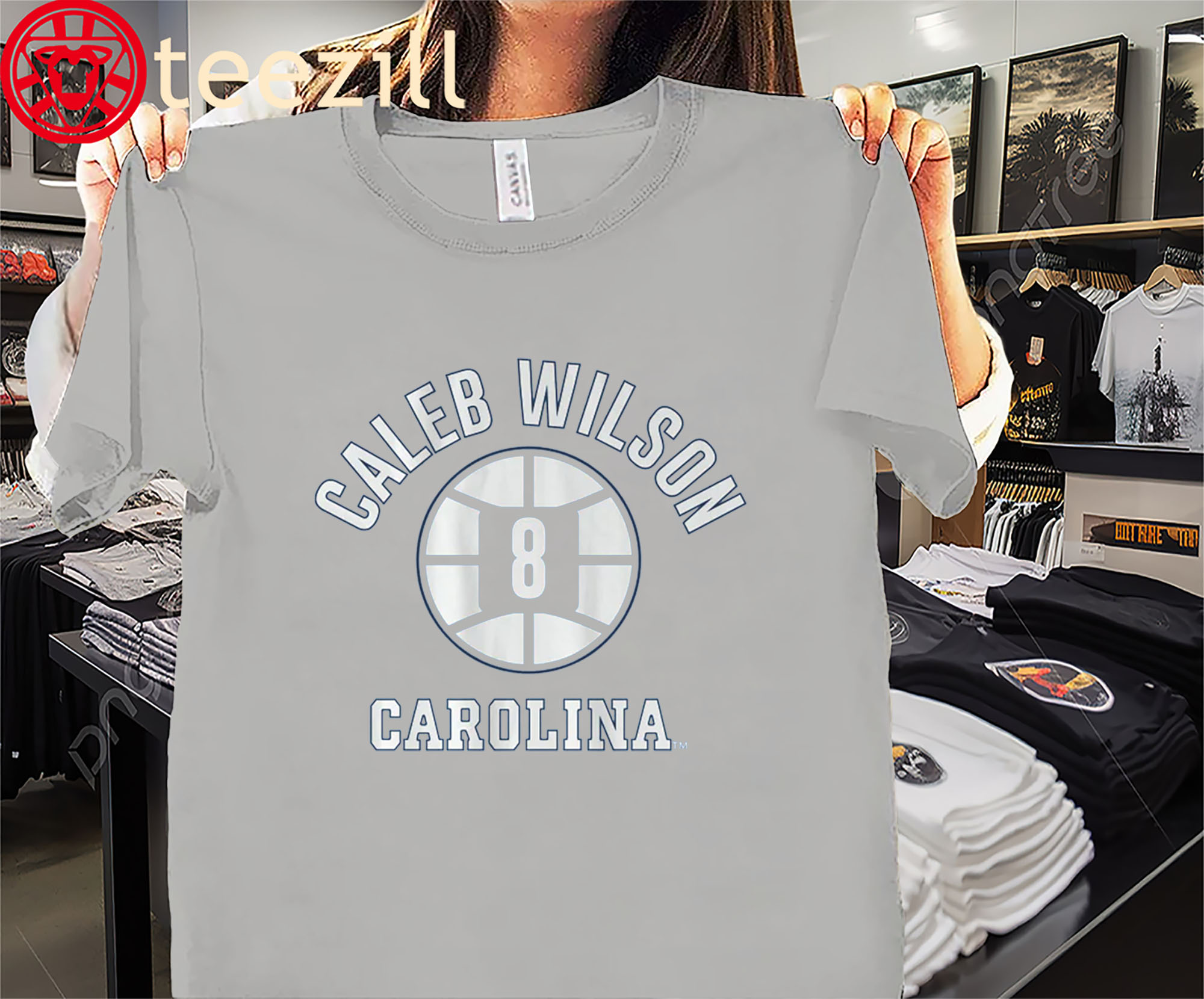 UNC Caleb Wilson Name Number Ball Shirt UNC Basketball Tees