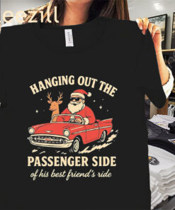 Xmas Santa Reindeer Hanging Out the Passenger Side Shirt