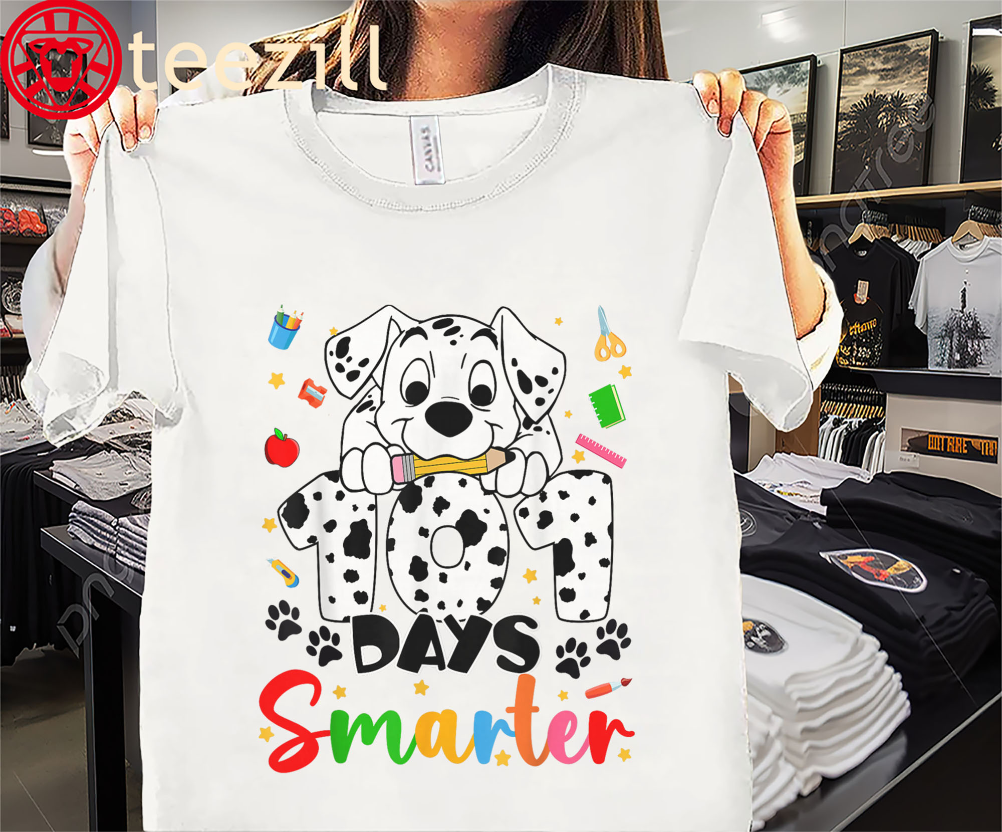 101 Days of School Dog 100th Days Tee Shirt