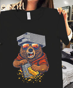 Bear with Cheese Grater Hat and Sunglasses Tee Shirt