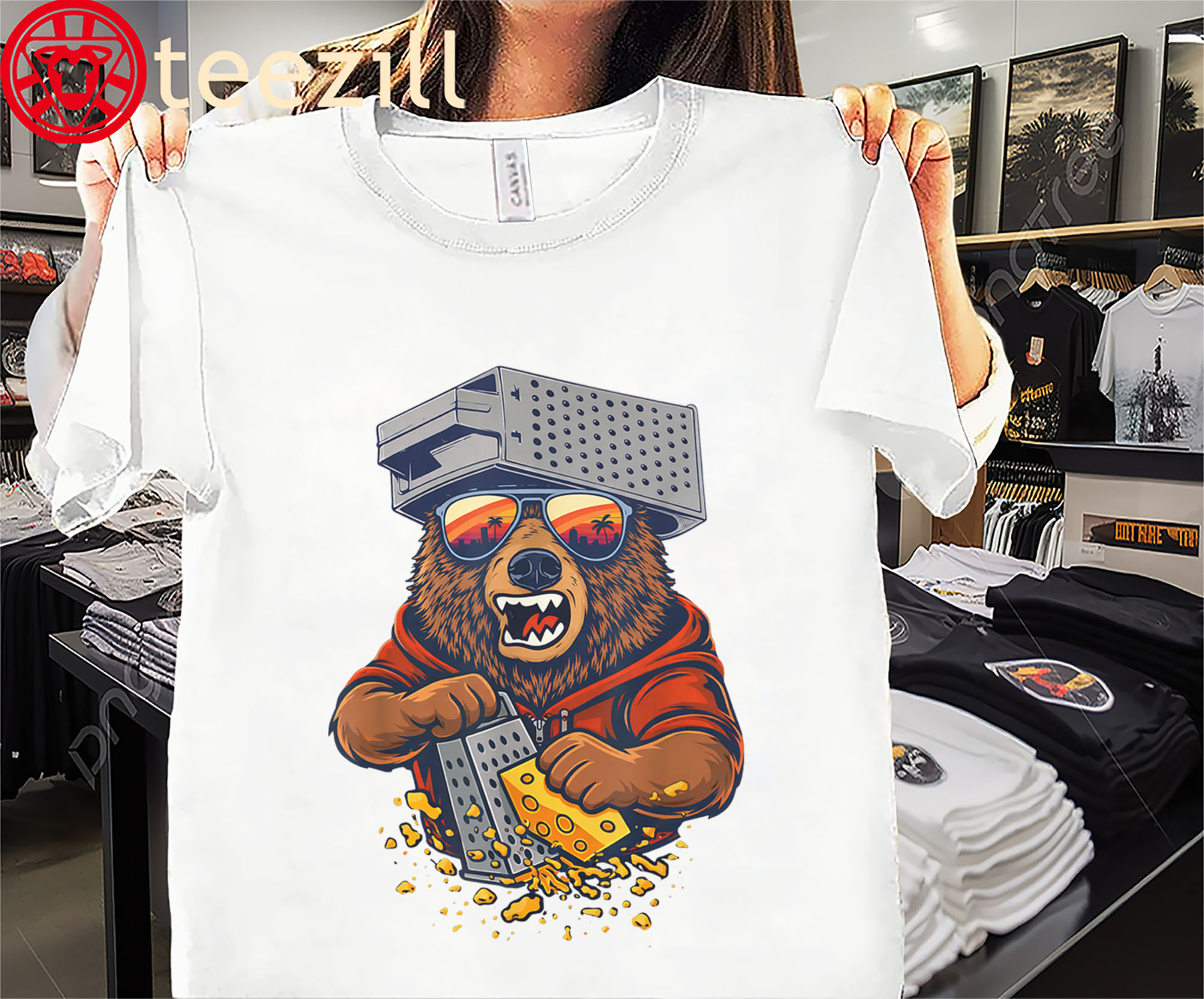Bear with Cheese Grater Hat and Sunglasses Tee Shirts