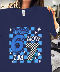 Blue Checkered Birthday Boy I Was 6 Now I'm 7 Shirts