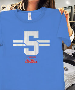 Ole Miss Football Kewan Lacy #5 Stripe Shirt - Officially Licensed Tee