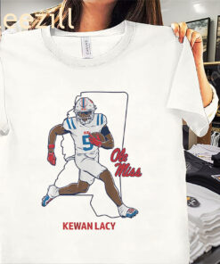 Ole Miss Football Kewan Lacy State Star White Tee Shirt