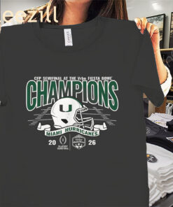Premium Miami Hurricanes Fiesta Bowl Champs 2026 CFP Semifinal Shirt Merch Tee