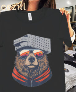 Vintage Sunset Bear with Cheese Grater Hat and Sunglasses Shirt