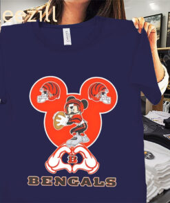 Cincinnati Bengals Football Tee Mickey Mouse Love Heart Shirt
