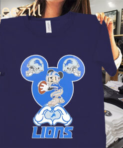 Detroit Lions Football Tee Mickey Mouse Love Heart Shirts