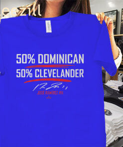 Jose Ramirez 50-50 Tee Shirt - Cleveland Baseball Fans