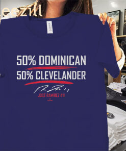 Jose Ramirez 50-50 Tee Shirt - Cleveland Baseball Fanss