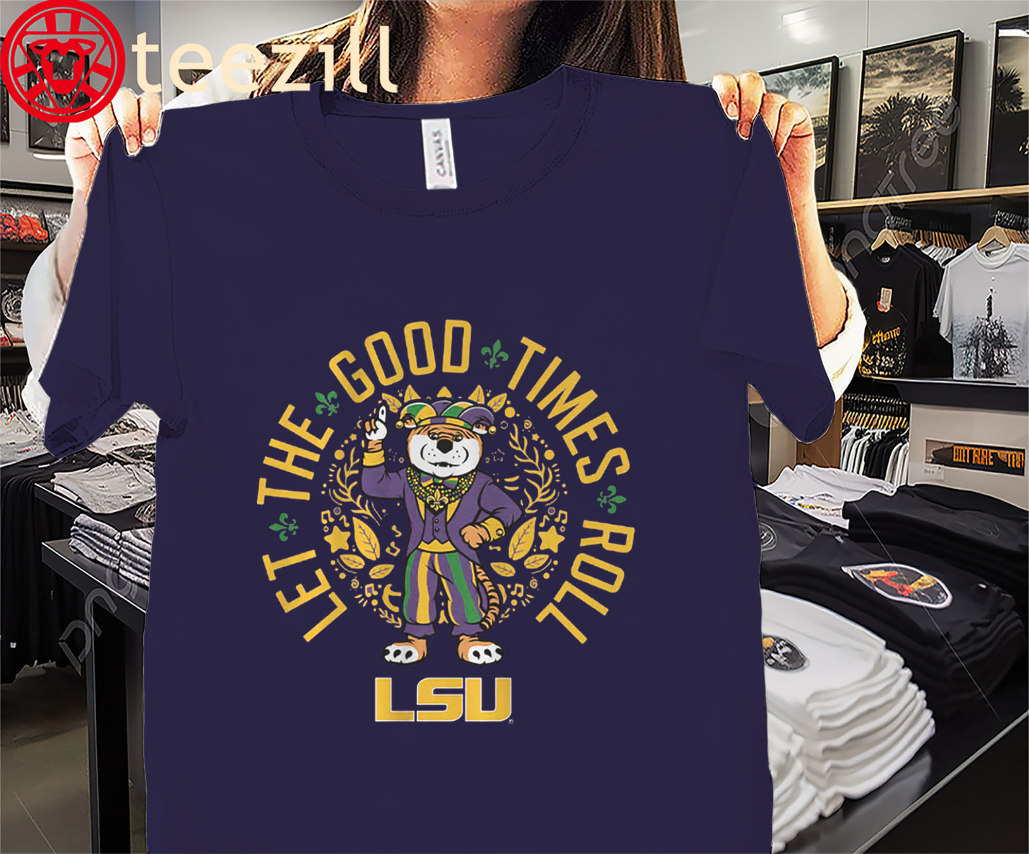 LSU Tigers Mardi Gras Mike Mascot Premium Tee Shirts