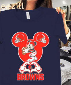 Mickey Mouse Love Heart Shirt - Cleveland Browns Football Tees