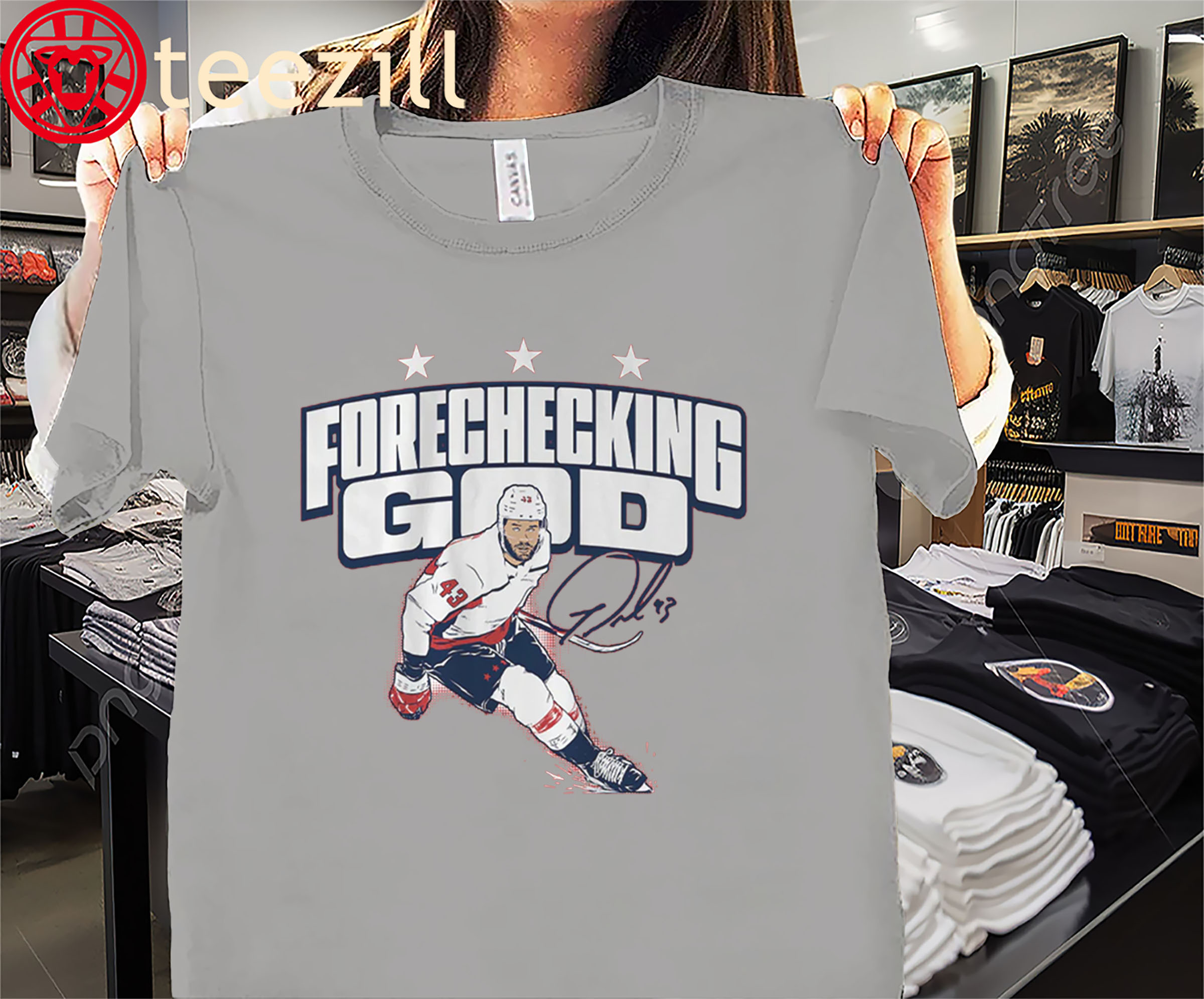 Tom Wilson Forechecking God Shirt – DC Hockey Fan Tees
